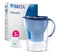 BRITA Carafe Filtrante Marella Bleue (2,4l) incl 3 cartouches filtrantes eau robinet MAXTRA PRO All-in-1 réduit PFAS, calcaire, chlore, certaines impuretés et métaux indicateur temporel, éco-emballage