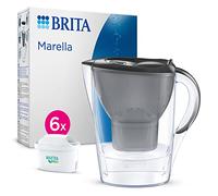BRITA Carafe Filtrante Marella Graphite (2,4l) incl 6 cartouches filtrantes eau robinet MAXTRA PRO All-in-1 réduit PFAS, calcaire, chlore, certaines impuretés et métaux indicateur temporel