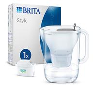 BRITA Carafe filtrante MAXTRA Style 1 cartouche All-in-1 | Grise, 2,4 L, BRITA Smart Light LTI, couvercle rabattable, réduit* des impuretés, certains PFAS**, chlore et métaux