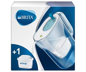 BRITA Carafe filtrante Style bleue + 1 filtre MAXTR réduit le calcaire, le chlore et le plomb pour une eau du robinet plus pure, sans BPA.