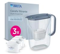 BRITA Carafe Filtrante Style Essential Blanche incl. 3x MAXTRA PRO | Blanche (2,4l) carafe filtre eau format porte frigo, Smart Light LTI et clapet, réduit PFAS, chlore,métaux et plus (SmartBox)