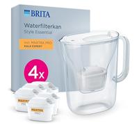 BRITA Carafe filtrante Style Essential blanche (2,4L) avec 4x MAXTRA PRO Expert Anti-Tartre - Indicateur Smart Light, tient dans la porte du frigo, réduit* des impuretés, certains métaux & plus