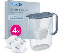 Brita - Carafe Filtrante Style Essential Bleu Minéral + 4 Cartouches Maxtra Pro