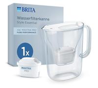 BRITA Filtre à eau style essentiel blanc (2,4 l) avec 1 x Brita MAXTRA PRO Pure Performance - Verseuse adaptée au réfrigérateur avec LED intelligente et couvercle à rabat, filtre les impuretés et plus