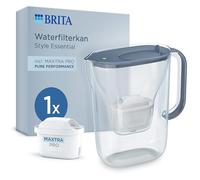 BRITA Filtre à eau style essentiel, bleu pierre (2,4 l) avec 1 carafe Brita Maxtra Pro Pure Performance - Carafe avec LED intelligente et couvercle à charnière qui s'adapte au réfrigérateur, filtre