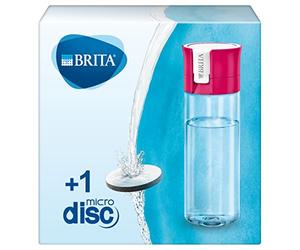 BRITA Gourde filtrante transparente rose, réduit le chlore, le plomb et autres impuretés organiques pour une eau du robinet plus pure, sans BPA, 1 filtre MicroDisc inclus