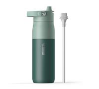 BRITA LARQ Essential Gourde (680 ml) en acier inoxydable, double paroi isotherme (froid 24 heures), avec paille et anse amovible Soft-Touch, passe au lave-vaisselle