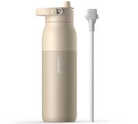 BRITA LARQ Essential gourde isotherme Beige (1000 ml) en acier inoxydable avec paille intégrée, double paroi isolante,(conserve l'eau froide 24h), poignée amovible soft-touch