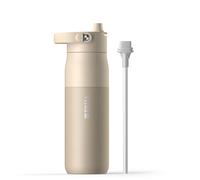 BRITA LARQ Essential gourde isotherme Beige (680 ml) en acier inoxydable avec paille intégrée, double paroi isolante,(conserve l'eau froide 24h), poignée amovible soft-touch