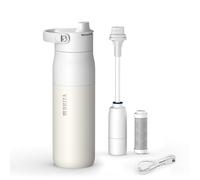 BRITA LARQ iQ Gourde filtrante connectée Blanche (680 ml), gourde inox avec application suivi hydratation, filtre charbon actif & technologie LED UV-C, réduit jusqu’à 99,99% des bactéries