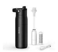 BRITA LARQ iQ Gourde filtrante connectée Noire (680 ml), gourde inox avec application suivi hydratation, filtre charbon actif & technologie LED UV-C, réduit jusqu’à 99,99% des bactéries
