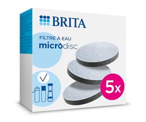 BRITA MicroDisc Filtres à eau pour bouteilles filtrantes, Pack de 5 | Compatible avec bouteilles et gourdes filtrantes BRITA - réduit* des impuretés comme certains PFAS** et pesticides