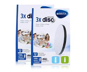 BRITA MicroDisc - Lot de 3 Filtres à Eau Compatibles Avec Bouteilles Fill&Go et Carafes Fill&Serve (Lot de 2)