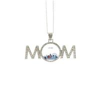 Britain UK London Eye Bridge Tour Bleu Cadeau de fête des mères pour maman, grand-mère, collier d'anniversaire, M