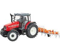 Britains Massey Ferguson 6S.180 Tracteur avec Cultivateur Classique Pliable, Compatible avec Les Jouets Agricoles à l'Echelle 1:32, pour Les Collectionneurs et Les Enfants à Partir de 3 Ans.