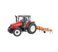 Britains Massey Ferguson 6S.180 Tracteur avec Cultivateur Classique Pliable, Compatible avec Les Jouets Agricoles à l'Echelle 1:32, pour Les Collectionneurs et Les Enfants à Partir de 3 Ans.