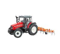Britains Massey Ferguson 6S.180 Tracteur avec Cultivateur Classique Pliable, Compatible avec Les Jouets Agricoles à l'Echelle 1:32, pour Les Collectionneurs et Les Enfants à Partir de 3 Ans.