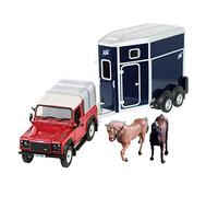 Britains Tomy Véhicule de Collection, Coffret 1 Land Rover et Ses Chevaux pour Adultes 43239, Modèle à l'Echelle 1/32, Réplique Adaptée aux Enfants de 3 Ans+, Rouge