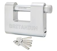 Britanium® BRB80 Cadenas de container robuste avec 5 clés - Anse résistante aux coupures de 13 mm, Résistant aux intempéries | Cadenas haute sécurité pour conteneur, garage, remise