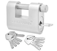 Britanium® BRL85 Cadenas Container Antivol avec 10 Clés - Anse 14 mm Anti-Cisaille, Acier Allié Nickelé | Serrure de Sécurité pour Portail, Garage, Remorque Attelée