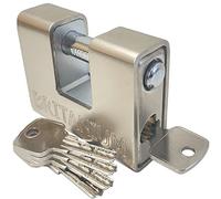 Britanium® BRP74 Cadenas Container Antivol avec 5 Clés - Anse 12 mm Anti-Cisaille, Cylindre Anti-Perçage | Serrure de Sécurité pour Portail, Garage, Remorque Attelée