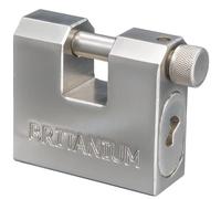 Britanium® BRX66 Cadenas Container Antivol avec 5 Clés - Anse 10 mm Anti-Cisaille, Boîtier Blindé Nickelé | Serrure de Sécurité pour Portail, Garage, Remorque Attelée