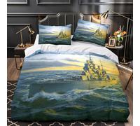 Britannique King George V Cuirasse 3D Imprimé Militaire Housse De Couette Pour Adultes Et Enfants Housses De Couettes À Glissière Parure De Lit Avec Taies Microfibr 2 Pièces Single（140x200cm）