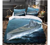 Britannique King George V Cuirasse Housses De Couettes 3D Imprimé Militaire Housse De Couette Pour Adultes Et Enfants Avec Taies À Glissière Microfibr Parure De Lit 3 Pièces Super King（260x220cm）