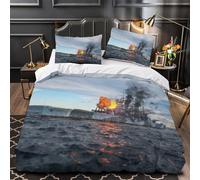 Britannique King George V Cuirasse Housses De Couettes Housse De Couette Pour Adultes Et Enfants 3D Imprimé Militaire Avec Taies Parure De Lit À Glissière Microfibr 3 Pièces Super King（260x220cm）