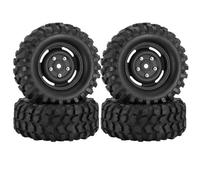 BritBolt 4pcs 1,9 Pouce 96 mm Pneus en Caoutchouc avec Roues en Plastique compatibles avec 1 10 Voitures de Robot RC à l'échelle et des modèles similaires comme Wraith Yikong D110(Black 1 Set)
