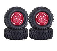 BritBolt 4pcs 1,9 Pouce 96 mm Pneus en Caoutchouc avec Roues en Plastique compatibles avec 1 10 Voitures de Robot RC à l'échelle et des modèles similaires comme Wraith Yikong D110(Red 1 Set)
