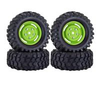 BritBolt 4pcs 1,9 Pouce 96 mm Pneus en Caoutchouc avec Roues en Plastique compatibles avec 1 10 Voitures de Robot RC à l'échelle et des modèles similaires comme Wraith Yikong D110(Green 1 Set)