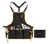 Briteree Tablier à outils de travail pour homme et femme, longueur torse avec 21 poches à outils, tablier en toile durable, pour amateurs de bricolage (noir Pro)