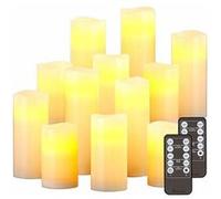 Britesta : 12 bougies LED en cire véritable de tailles différentes avec télécommande G