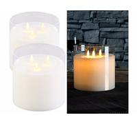 Britesta 2 bougies LED en cire à 3 mèches avec photophore en verre