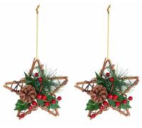 Britesta 2 étoiles décoratives Ø 15 cm en rotin et véritable pommes de pin