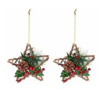 2 étoiles décoratives Ø 15 cm en rotin et véritable pommes de pin Britesta