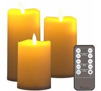 Britesta : 3 bougies LED blanc chaud télécommandées avec luminosité variable et minuterie