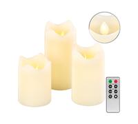 Britesta 3 bougies télécommandées en cire véritable à luminosité variable et effet flamme
