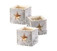 Britesta 3 photophores en bois motif étoile