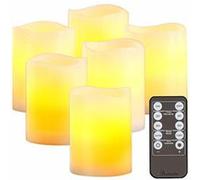 : 6 bougies LED en cire véritable de la même taille avec télécommande