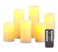 Britesta 6 bougies LED en cire véritable de tailles différentes avec télécommande