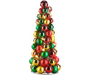 Britesta Cône de Noël : Pyramide de Sapin de Noël Lumineuse à LED avec Boules colorées de 30 cm (cône de Noël Lumineux, Pyramide sphérique de Noël, éclairage de Noël)