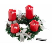 Britesta Couronne de l'Avent avec ornements argenté & 4 bougies à LED