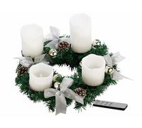 Britesta Couronne de l'Avent avec ornements argentés & 4 bougies à LED