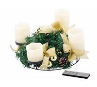 Britesta Couronne de l'Avent avec ornements dorés & 4 bougies à LED