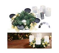 Britesta Couronne de l'Avent avec ornements dorés et 4 bougies LED blanches