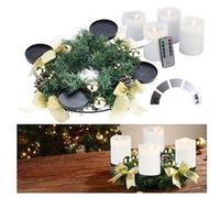 Britesta : Couronne de l'Avent avec ornements dorés et 4 bougies LED blanches G