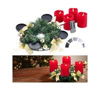 Britesta Couronne de l'Avent avec ornements dorés et 4 bougies LED rouges