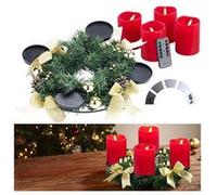 Britesta : Couronne de l'Avent avec ornements dorés et 4 bougies LED rouges G